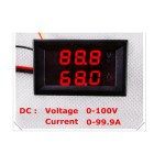 Digital Voltmeter - Ammeter, 100 V 100 A, red - red display